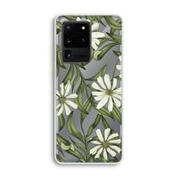 Wit bloemenpatroon: Samsung Galaxy S20 Ultra Transparant Hoesje