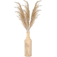 Decoratie pampasgras kunst pluimen in houten vaas - beige - 100 cm