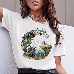 Spirited Away Totoro T-Shirt Oversized zuur gewassen T-shirt Afdrukken Grafisch Voor Voor Stel Voor heren Dames Volwassenen Halloween Carnaval Maskerade Heet stempelen Straat Casual / Dagelijks Lightinthebox