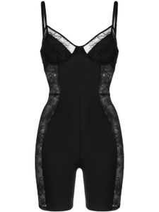 Fleur Du Mal combishort-bustier en dentelle fleurie - Noir