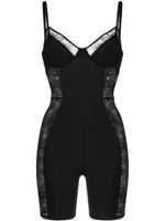 Fleur Du Mal combishort-bustier en dentelle fleurie - Noir