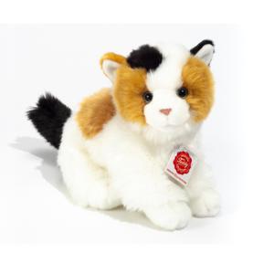 Knuffeldier kat/poes - zachte pluche stof - premium kwaliteit knuffels - wit/bruin/zwart - 24 cm   -