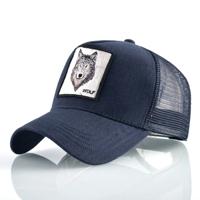 Katoenen geborduurde dierlijke Baseballcap (blauwe Wolf)