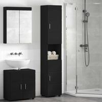 Badkamer Kast met opslag Zwart 37 x 31.5 x 203 cm Bewerkt hout