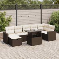 8-delige Loungeset met kussens poly rattan bruin 8-delige Loungeset met kussens poly rattan bruin