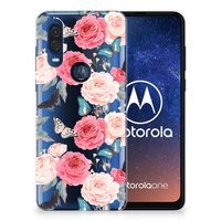 Motorola One Vision TPU Case Butterfly Roses