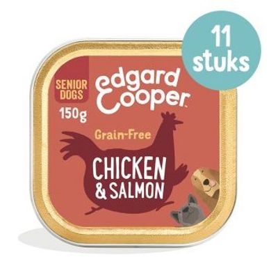 Edgard & Cooper Kip & Zalm Senior hond natvoer kuipjes 11 x 150gr