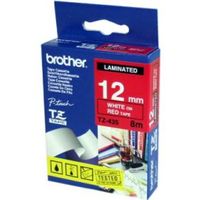 Brother Gloss Laminated Labelling Tape - 12mm, White/Red - thumbnail