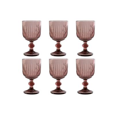 Set van bekers Home ESPRIT Roze Kristal 8 x 8 x 14,5 cm (6 Stuks)