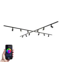 Taros Railverlichting Pakket - X-vorm - 4x 1,5m rail - 12 railspots - Incl. RGBWW GU10 - IP20 - Modulair - 230V