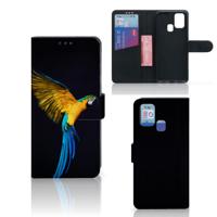 Samsung Galaxy M31 | Telefoonhoesje | Met pasjeshouder | Papegaai