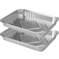 Barbecue grillschalen - 10x stuks - 23 x 33 cm - vierkant - BBQ schalen