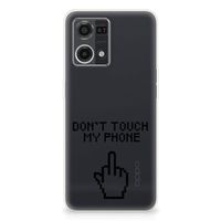 OPPO Reno7 4G Silicone-hoesje Finger Don't Touch My Phone - thumbnail