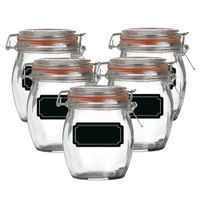 Weckpot/inmaakpot - 10x - 750 ml - glas - met beugelsluiting - incl. etiketten - thumbnail