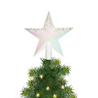 Kerst piek - ster vorm - parelmoer wit - 22 cm - kunststof - glitters