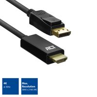ACT AC7550 video kabel adapter 1,8 m DisplayPort HDMI Type A (Standaard) Zwart - thumbnail