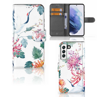 Samsung Galaxy S22 Telefoonhoesje met Pasjes Bird Flowers