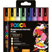 Uni POSCA paintmarker PC-5M, 1,8 - 2,5 mm, etui van 8 stuks in geassorteerde Pop kleuren