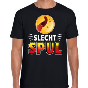 Funny emoticon t-shirt slecht spul zwart voor heren