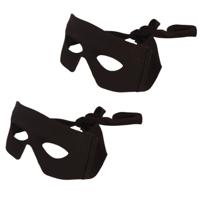 Faram Oogmasker - 2x - zwart - volwassenen en kinderen - boevenmasker - verkleedaccessoires