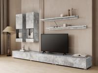Tv-meubel set BABEL 5 deuren beton met verlichting zonder salontafel