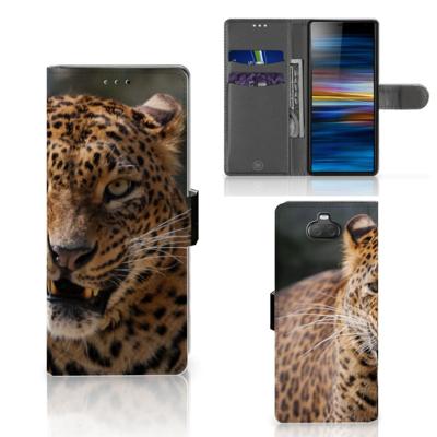 Sony Xperia 10 | Telefoonhoesje | Met pasjeshouder | Luipaard