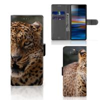 Sony Xperia 10 | Telefoonhoesje | Met pasjeshouder | Luipaard