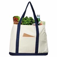 Beige boodschappen tas 47 x 39 cm - thumbnail