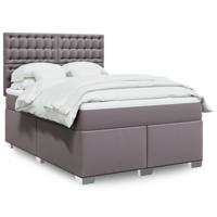 Boxspring met matras kunstleer grijs 140x200 cm