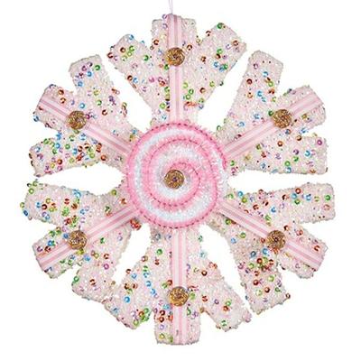 Kerstversiering Krist+ Wit Roze Sneeuwvlokken 17 x 6 x 17 cm (8 Stuks)