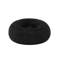 Wasbaar donutvormig hondenbed met zacht pluche, Inktzwart / L 50 x B 50 x H 20 cm