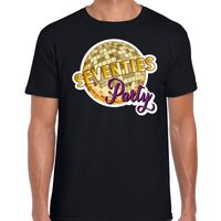 Disco seventies party feest t-shirt zwart voor heren - thumbnail