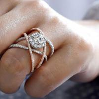 Rose Gold-plated kleur scheiding ring creatieve cross Zircon verlovingsring (7)