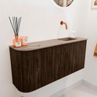 Toiletmeubel Mondiaz Joya Dlux | 91.6 cm | Meubelkleur Walnut | Faye wastafel Arena Wasbak Rechts | Zonder kraangat(en)