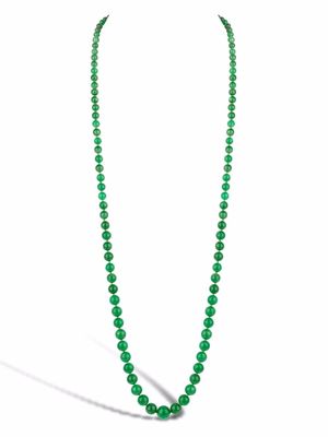 Pragnell Vintage collier Edwardian en platine orné de perles de jade - Vert