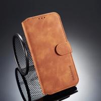 Dg. MING retro olie kant horizontale flip case voor iPhone XR met houder & kaartsleuven & portemonnee (bruin)