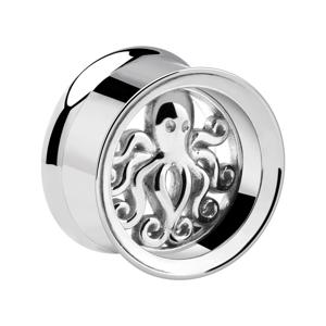 Double Flared Tunnel met Octopus Design Chirurgisch staal 316L Tunnels & Plugs