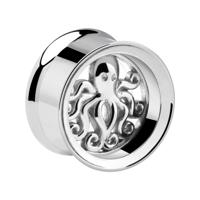 Double Flared Tunnel met Octopus Design Chirurgisch staal 316L Tunnels & Plugs - thumbnail