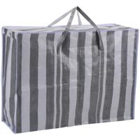 Dekentas/wastas met rits - gestreept - grijs - 80 x 58 x 28 cm - speelgoed opbergtas - maat L