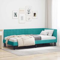 Hoekbedframe met hoofdeinde Turquoise 90 x 190 cm Fluweel