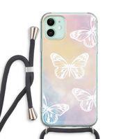 White butterfly: iPhone 11 Transparant Hoesje met koord