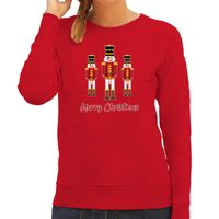 Foute Kersttrui/sweater voor dames - Notenkrakers - rood - piemel/penis - thumbnail