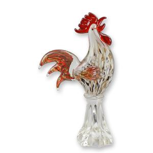 A MURANO STYLE GLASS FIGURINE OF A ROOSTER