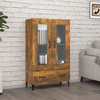 Hoge kast 70x31x115 cm bewerkt hout gerookt eikenkleurig - thumbnail