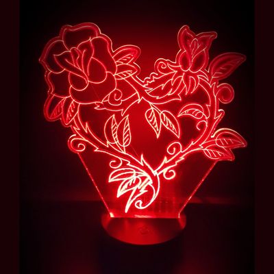 3D LED LAMP - ROOS MET HART 1 - Ontwerp-zelf.nl