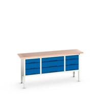 Bott Verso Verstelbare Werkbank | 2000x600x830-930mm | Multiplex | 9 Laden | RAL 5010 - 16923033.11