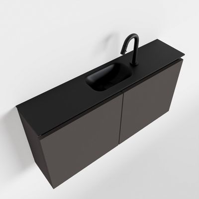 Toiletmeubel Mondiaz Ture | 100 cm | Meubelkleur Dark grey | Eden wastafel Urban Midden | 1 kraangat