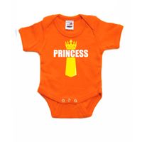 Koningsdag romper Princess met kroontje oranje voor babys - thumbnail