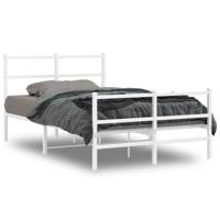 Bedframe met hoofd- en voeteneinde metaal wit 120x200 cm