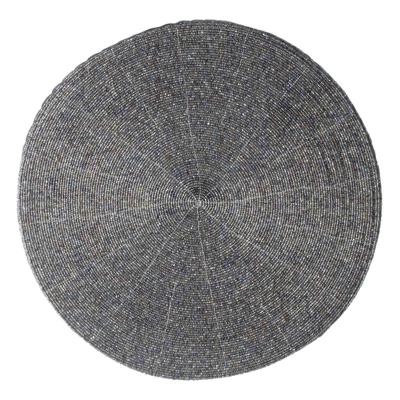 Placemat Rond - kralen - grijs - 35 cm - tafeldecoratie - onderleggers